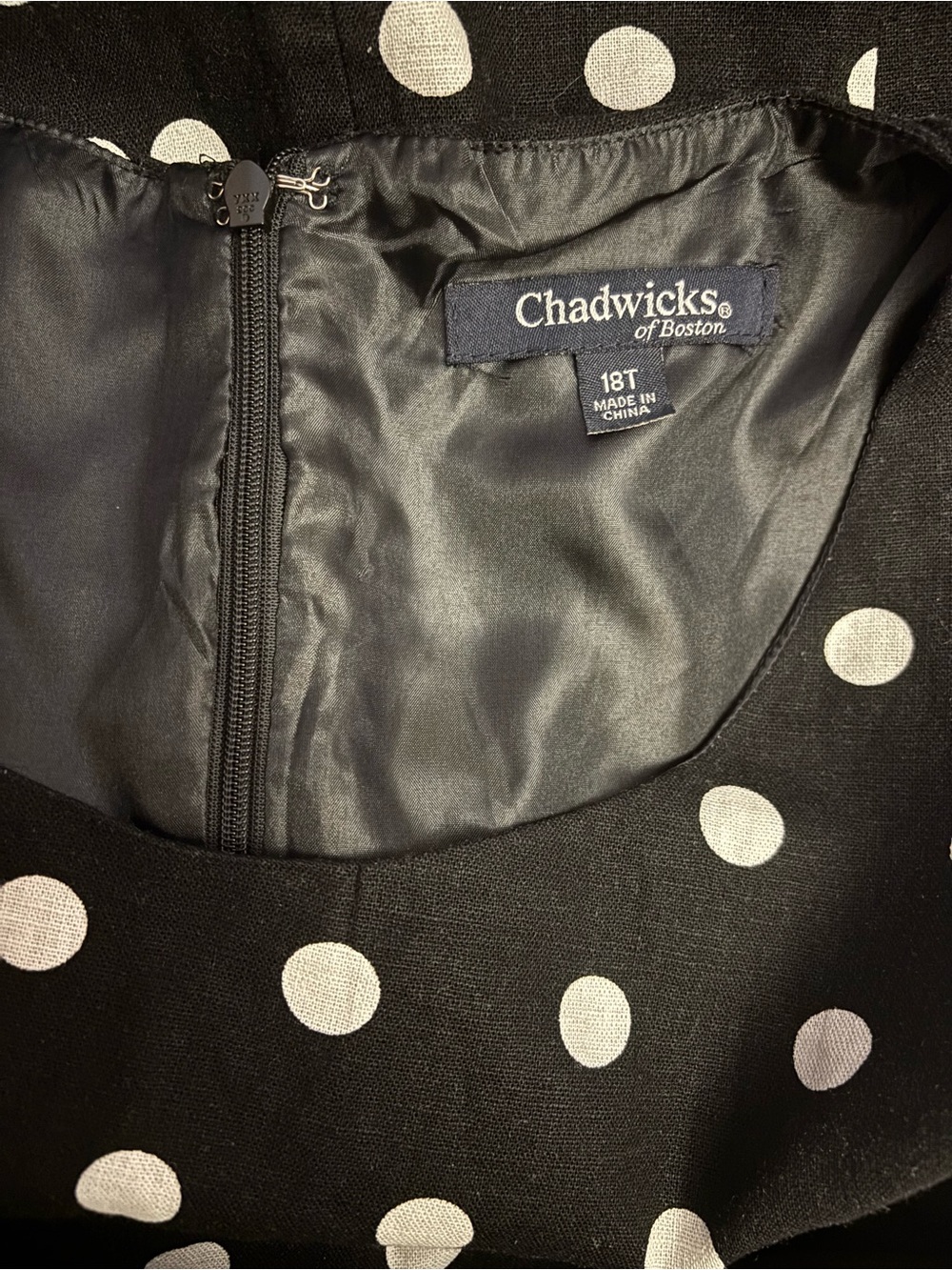 Chadwicks of Boston Polka Dot Dress Black White 18T NWOT Linen Blend - Picture 8 of 9